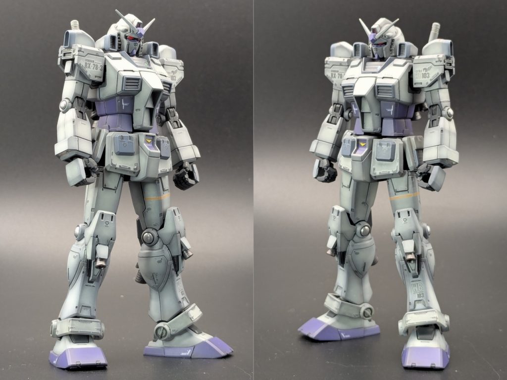 まず前中期型との差異を比較することから始めてみましたどうやら各部スラスターの追加や大型化くらいの違いで、大幅なスタイル変更はなさそうでしたあとは関節にマグネットコーティングのドームが埋め込まれてるくらいです