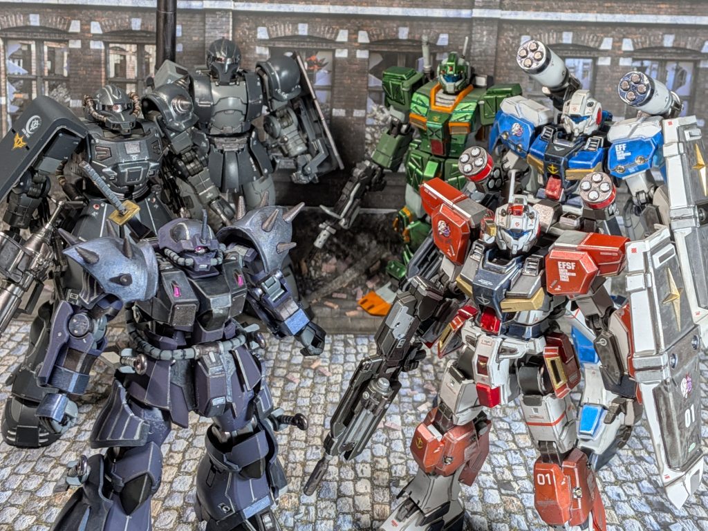 使ったキットHGUCジーライン・ライトアーマーHGUCジーライン・スタンダードアーマーHGUCジム・ストライカーHGUCイフリート・ナハトHGアクト・ザク(キシリア部隊機)HGザクⅠ(キシリア部隊機)