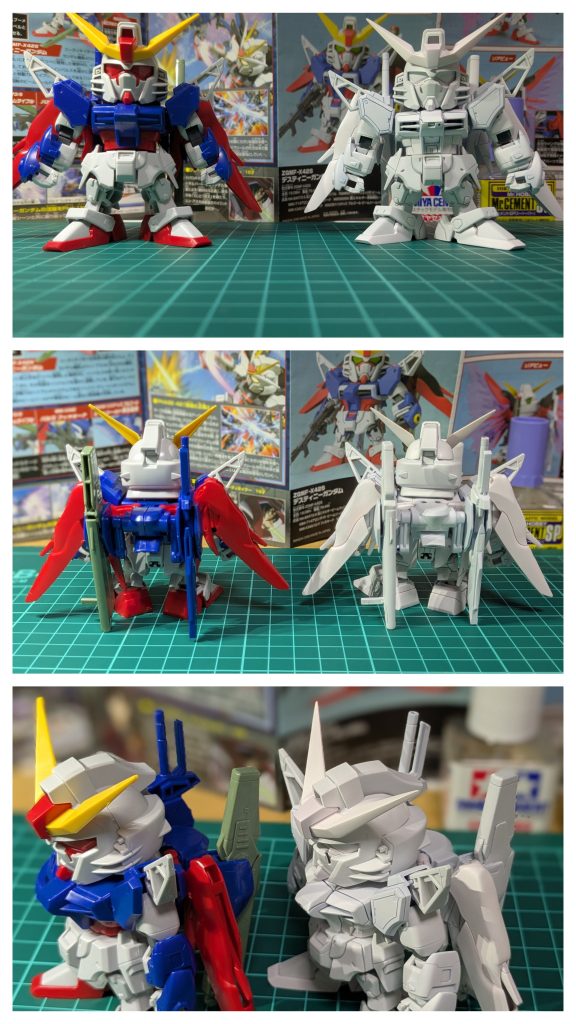 使った塗料はサーフェイサーエヴォホワイト、ガイアカラーニュートラルグレーⅠ、NAZCAカラーマンダリンイエロー&マンダリンオレンジ、ガンダムカラーのMSサザビーレッド。黒の部分はマスキングが苦手なのでエナメルの黒にジャーマングレーを混ぜたものを使ってます。スミ入れはタミヤのスミ入れ塗料ダークグレイとMr.ウェザリングカラーのラストオレンジ。トップコートはガイアのEx-03クリアーです。