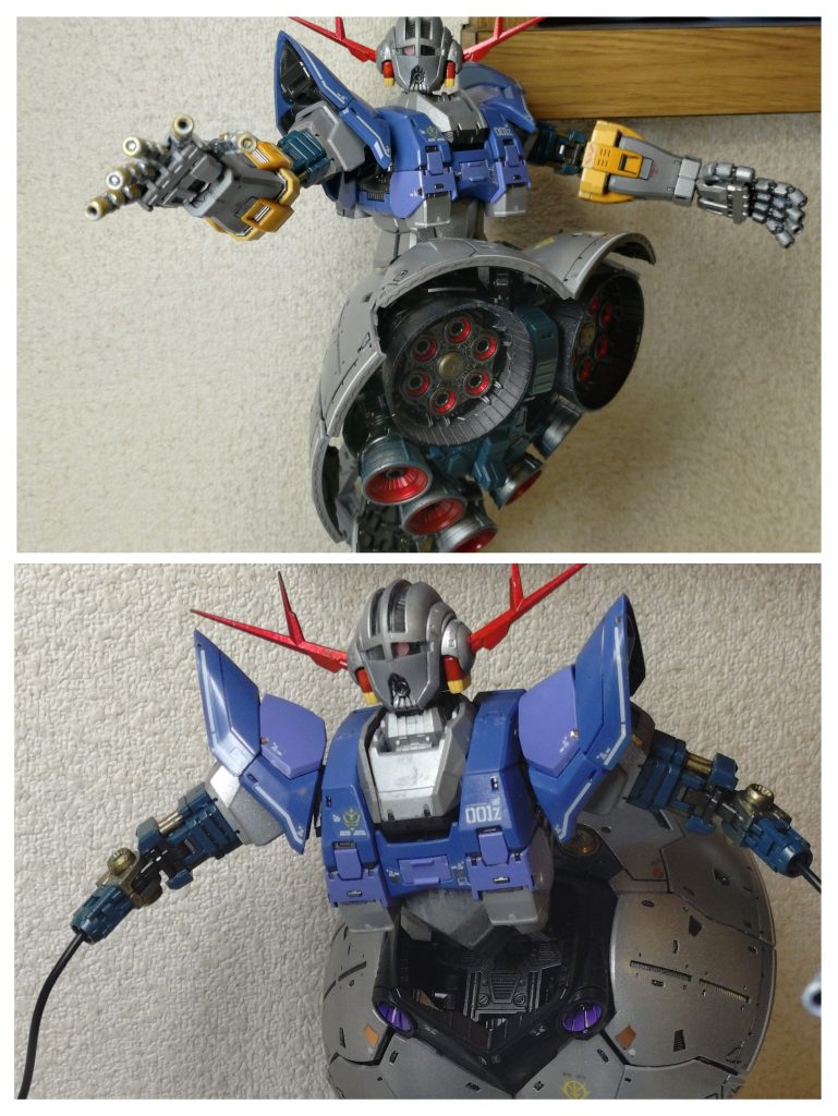 腰部関節の可動域が広いので、脚が無いにも拘らず様々な姿勢を表現してくれます。機構自体は割とシンプルなんですけどね。