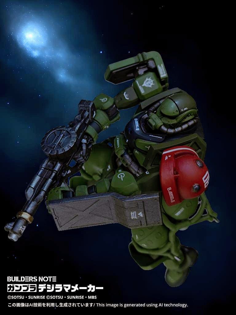 デジラマメーカーで締め。ザクは上からのアオリアングルが一番カッコいいと思います。