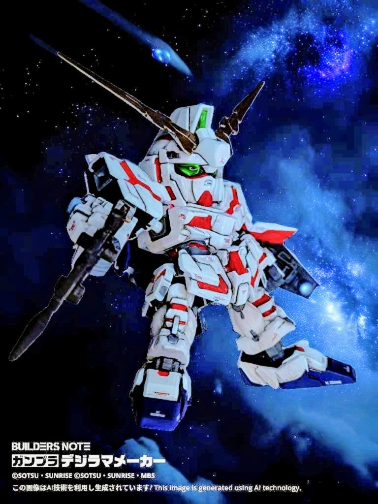 デジラマメーカーで締め。白い機体なので宇宙背景が映えます!