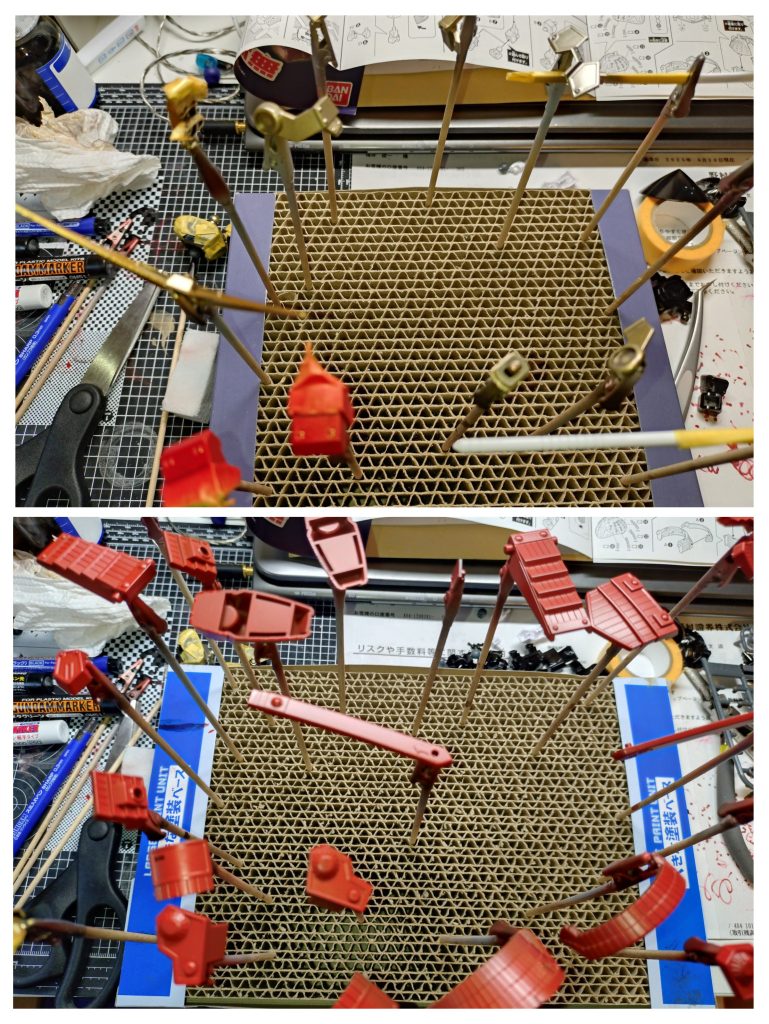 結構罪(積み)プラが増えて来てしまったのもありますが、技量的に自分の出来る事が増えて来たので、可能な限り塗装で色分けして行きました。