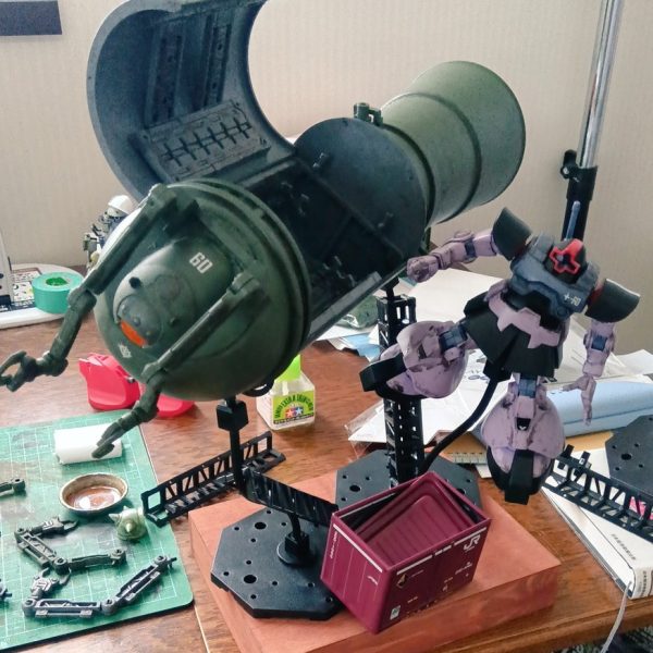 補給艇とリック・ドム。宇宙空間の表現方法が分からぬ。（2枚目）
