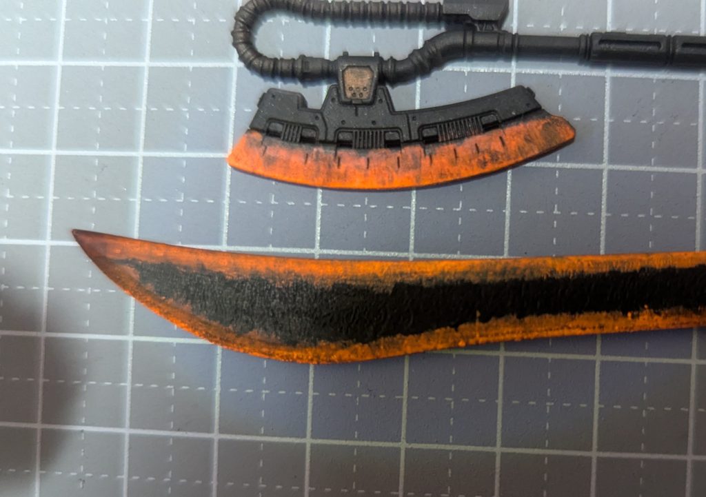 ■武装エフェクトヒートサーベル・ヒートホークの赤熱表現を蛍光塗料で…