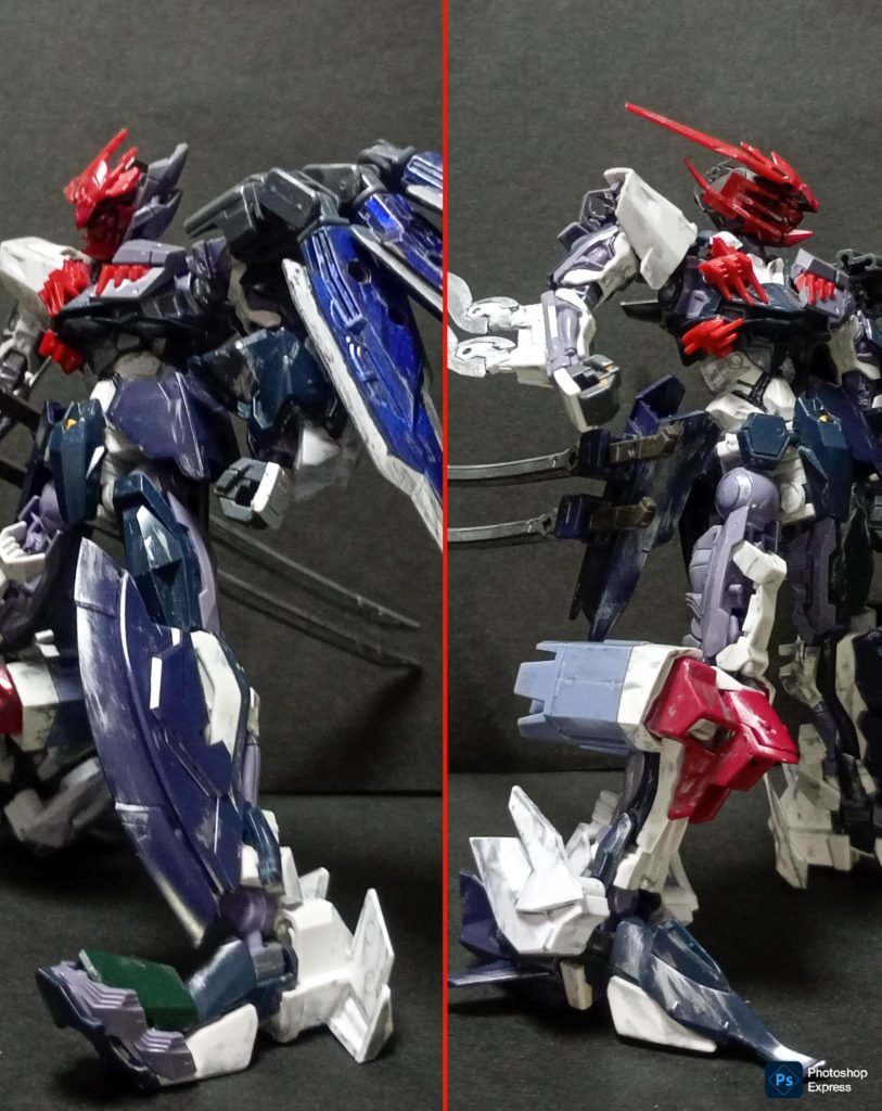 左右の比較右脚は足そのものがブースターになっている一方で、左脚は蹴りが得意そうな見た目になっています。 続いて武装の紹介