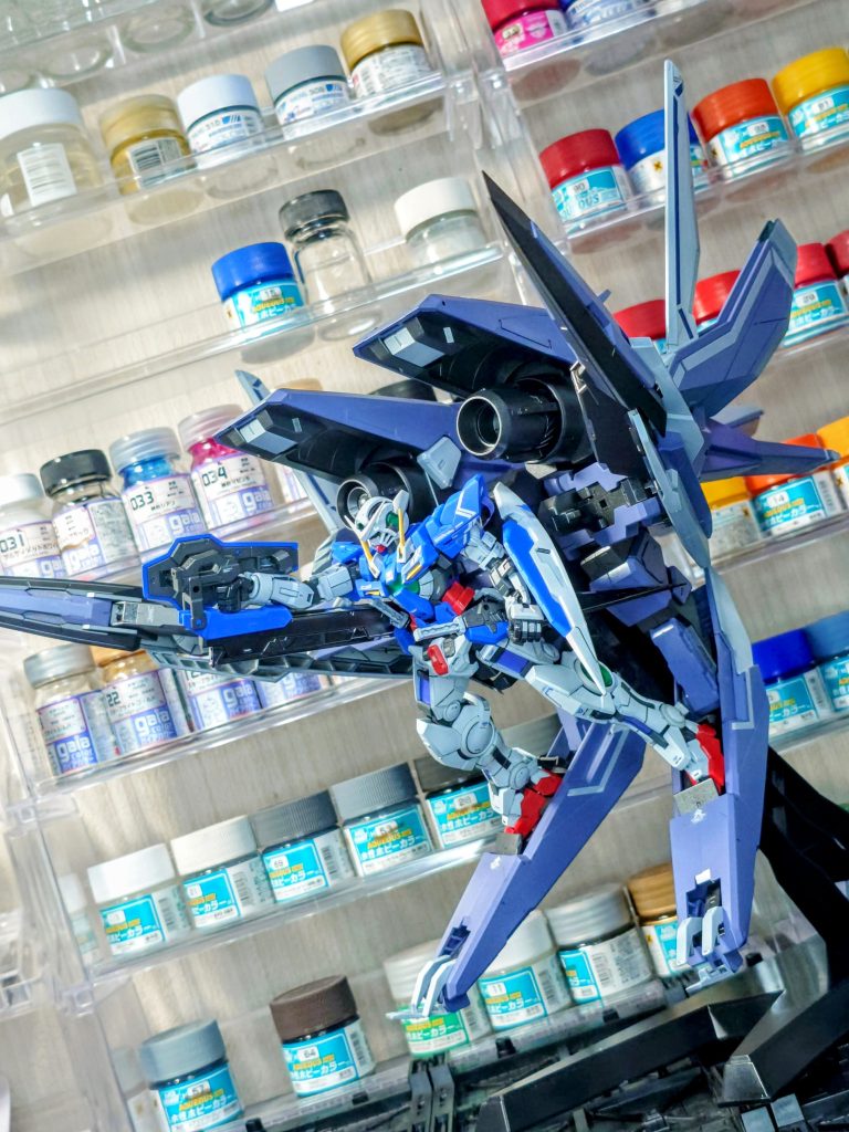 支援メカとの合体、いいですよね~🤭SEEDのミーティアに次いで好きなGNアームズ!!劇中での活躍は期間短めでしたが、男前なラッセが駆けつけてきて変形合体、テンション上がりました(笑)