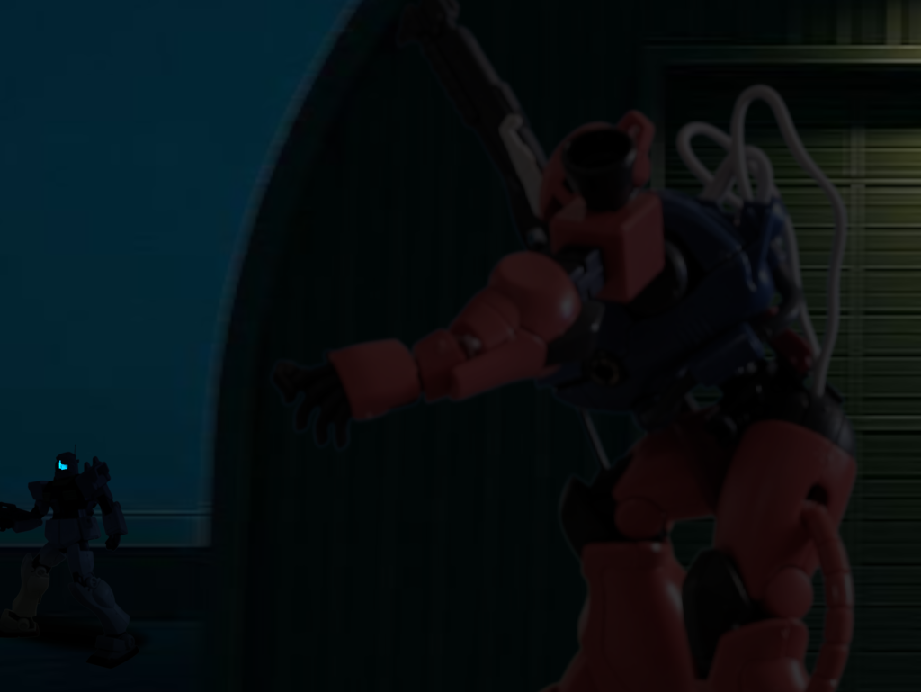 リージ「こちらα、倉庫裏に敵MS。フラッシュでやる！」ディル「タイミングは合わせろよ！」ジニー「よし！」