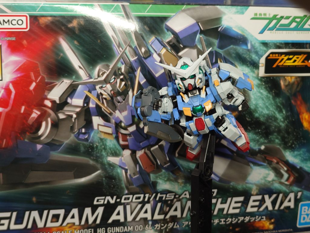 HGの箱をバックに