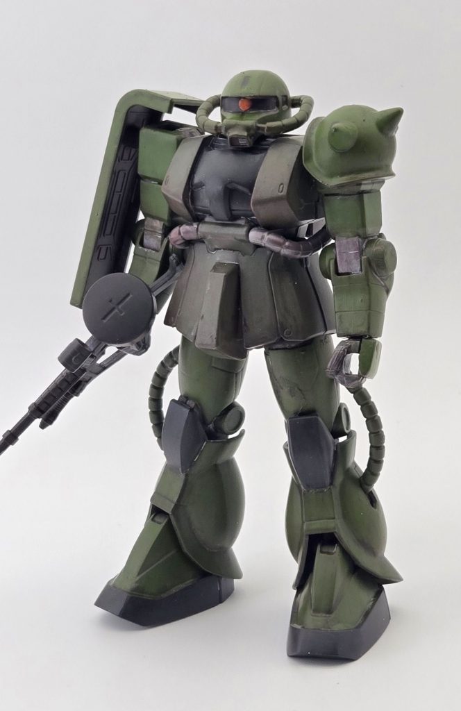 ファーストグレード　ザクを筆塗り全塗装仕上げました塗料はファレホをメインにしつつ、ウェザリングも行いました