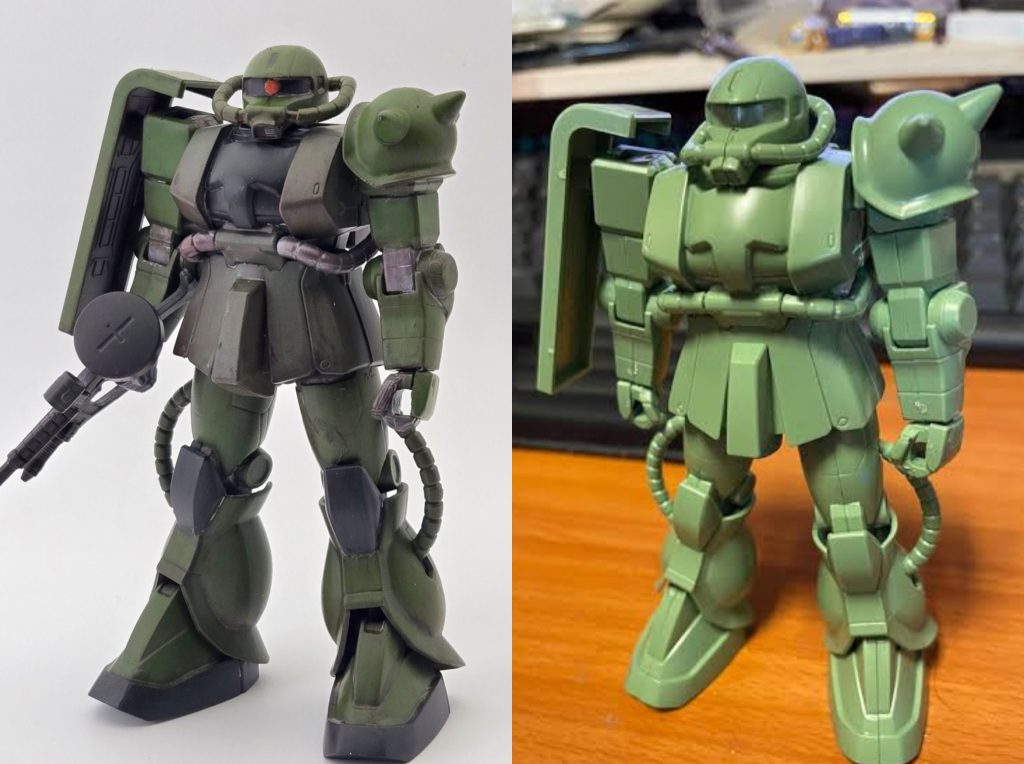 ビフォーアフターです３００円のプラモデルがいい感じに化けたかなw