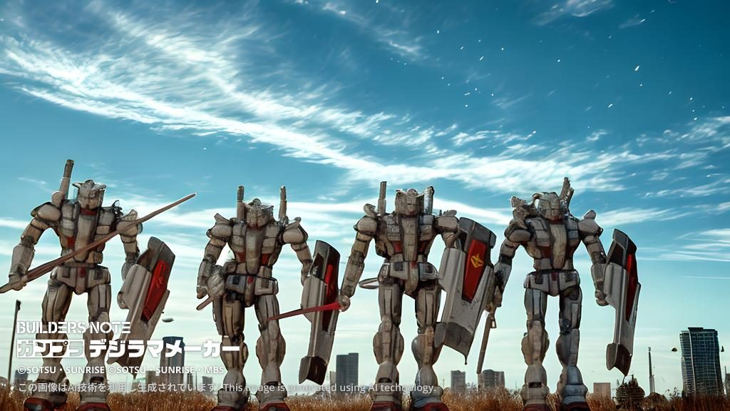 素組のガンダムEX4体–2枚目/制作者:Mio ガンプラ会