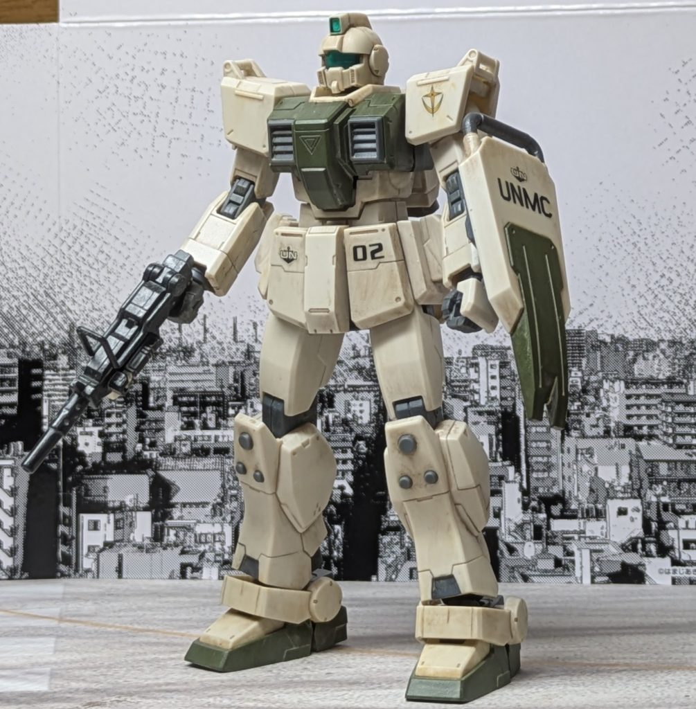 国連海兵隊は名目上は海軍の陸戦部隊であるが、実際は強襲部隊としてジャブローから直接命令を受けて行動する独立組織だった。このため常に新兵器、新戦術を研究し取り入れており、MSに関しても第18実験隊をMS実験隊として組織。第5小隊は陸戦型ガンダム運用部隊として日本戦線で活躍した。一方で陸戦型ジムも第1、第2小隊が運用部隊とされたが、こちらは欧州反攻作戦に組み込まれ、集結地のイギリスにて国連海兵隊第1海兵機甲連隊MS中隊として再編成。UC.0079.10月下旬のフランス沿岸部ノルマンディーへの上陸作戦