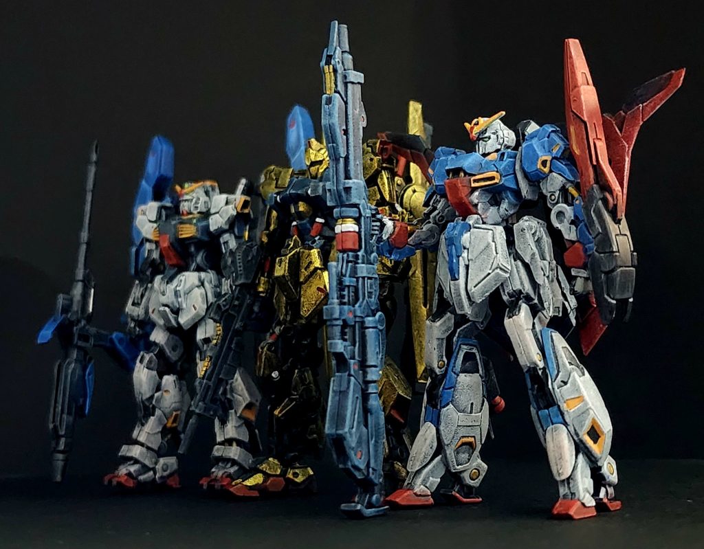 エゥーゴ陣営ガンダム三機揃いました✌️手のひらサイズといえ並べると壮観ですね