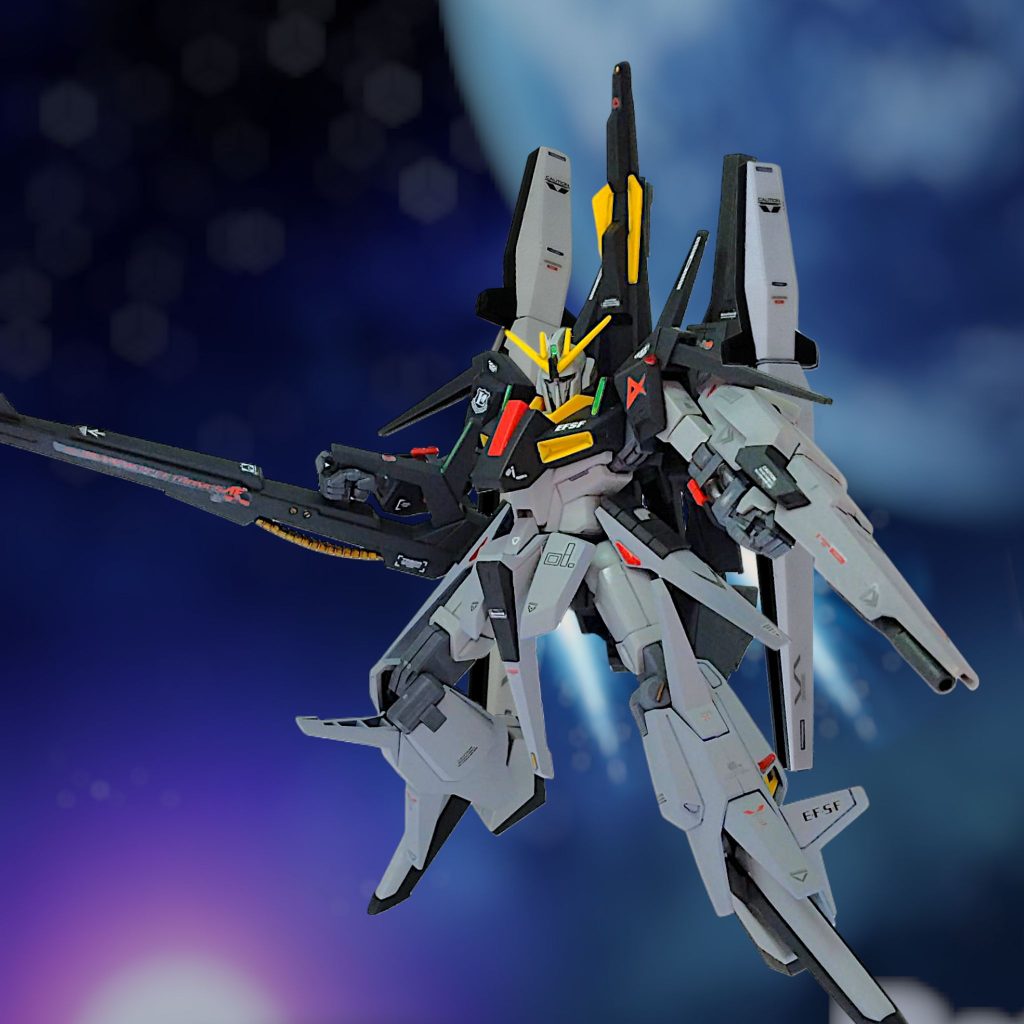 アストナージ「ファンネルも装着しといたぜ!」黒いZも新鮮ですね今回は白ではなくグレーを基調にしましたがこの組み合わせも違和感ないですね(gundam-kao6)工作は肩脇のパーツ、ファンネル、リゼルのシールドを追加したくらいです今回初めてネオジム磁石での装備着脱に挑戦しました