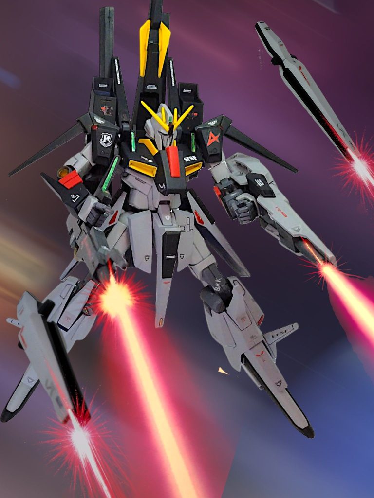 一斉射撃!今回はアムロ機になりましたが、「ロンドベル所属 カミーユ・ビダン」もいつか作りたいです(gundam-kao8)