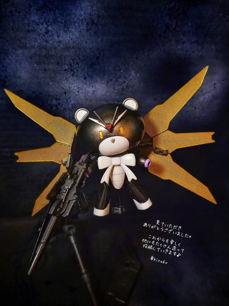 最後は正面からの撮影で🫡 こうやって振り返りつつ編集しているとシールドとビーム・マグナム取り外せたから最後のこの写真の時に両手で各々持たせてても良かったなぁとか思ったりもしていますが後の祭りですね(  ◜ཫ◝)ノリで作成してた罪 次回からはもっと計画的にイメージしてから造りたいなと思いました。ここまで観ていただきありがとうございます*これからも楽しくガンプラ造っていきます◎@kiyu6v