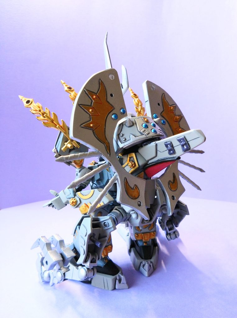 解放のニ段階目、三面図。『魔』と『人』の姿を併せ持つ、文字通りの『魔神』としての姿。万能に近い力を顕現させる。