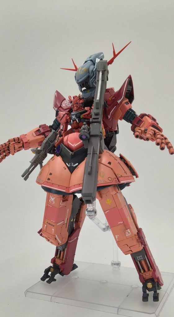 UC0079年初めて搭乗したMSガンダムをいとも簡単に操り、亜光速で進む粒子ビームを回避する反応速度もち到底説明出来ない超人的な能力を持ったシャアこそジオンダイクンが提唱したニュータイプなのではないかとオデッサ等の戦いから注目していたフラナガン機関とジオン突撃機動軍総司令キシリア・ザビはgms-αガンダムの強化計画FSWS(フラナガンウェポンシステム)検討が行われた。シャア・アズナブルのニュータイプ能力を最大限に生かすためと多数のサイコミュ武装による圧倒的火力で連邦を叩くというまさしくジオンの精神を形にしニュータイプの新たな可能性を創造できる完璧なガンダムを目指して設計されていた。