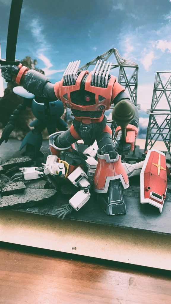 HGゾゴックのボックスアートのジオラマ全景です。