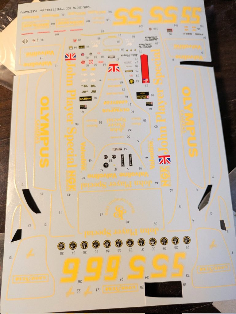 尊い犠牲になっていただいたF1のJPSロータスのデカール。