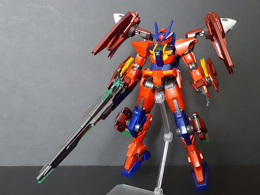 ・ガンダムダブルオースカイDIVE！スカーレット　（ファイター:優木せつ菜）渡辺曜に敗北した優木せつ菜が作り上げたダブルオースカーレット、ダブルオースカーレット改に続く三番目の機体。主に上半身がダブルオースカイ、ドライヴ周りと下半身がダブルオーダイバーアークのミキシング。スカイとダイバー、自身の楽曲であるDIVE！を組み合わせた機体名である。他にダブルオーセブンソード/Gの武装、ダブルオースカイメビウスの頭部アンテナを使用。