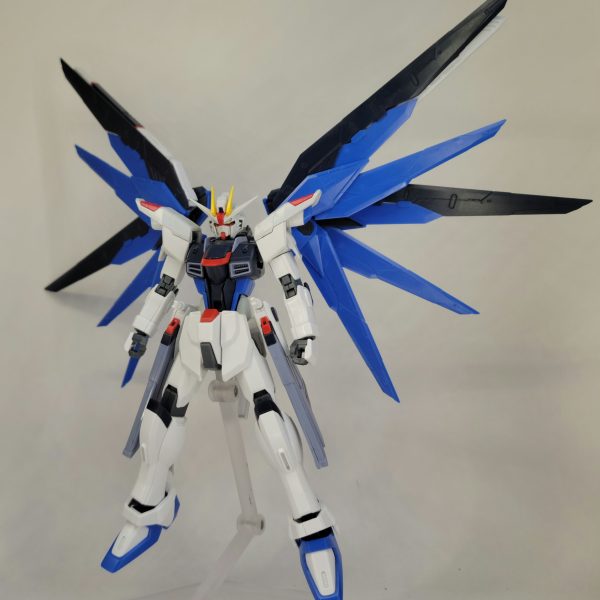 HGCEフリーダム、2種のRGフリーダム、デュエルブリッツの関節パーツをミキシングして最新ガンプラ風なフリーダムを作成しています。（2枚目）