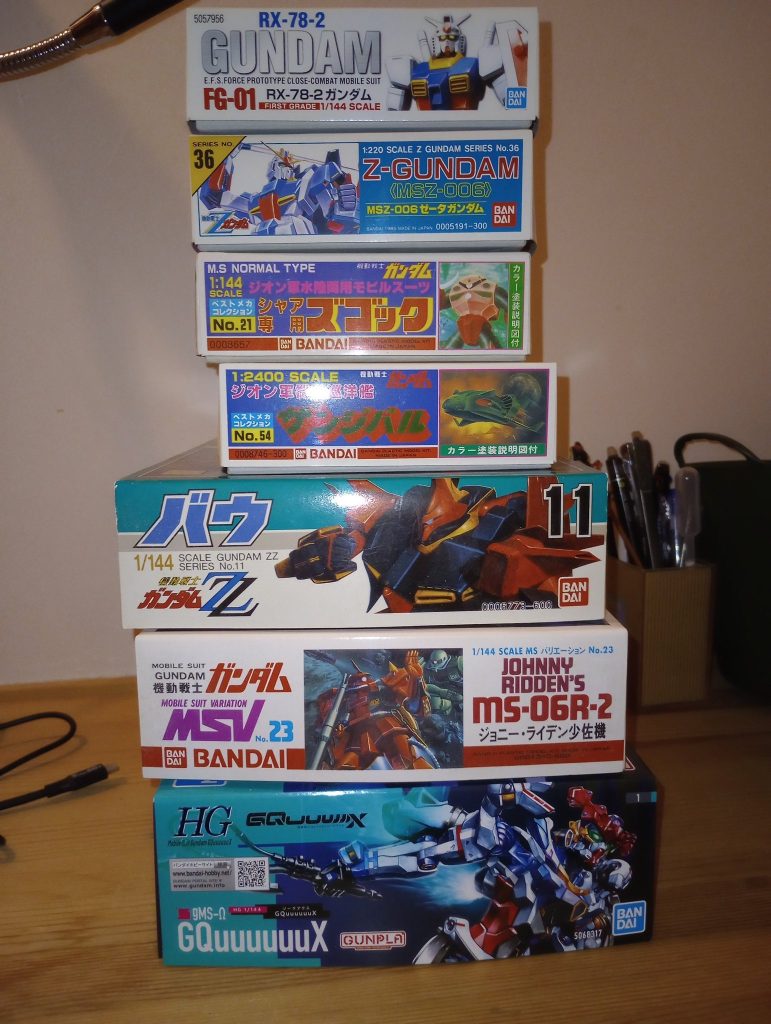 作品名：ガンプラブームの前に買った積みプラ<p>ジークアクスは最近作ったけど、まだこんな残ってる。15年くらい前に買ったやつら</p>