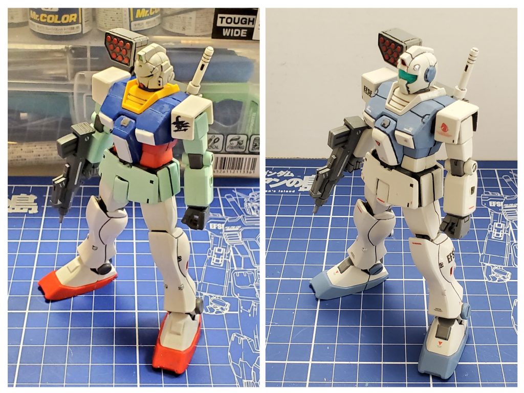 こちらは塗装前と塗装後の『 before→after 』🖌️左はジャンク品を組み合わせ改修調整を施した状態になります😊🎶右側は塗装して仕上げた状態となります👍️✨頭部はガンダムタイプヘッドも用意したのですが、今回は未使用で見送りです🤭いつかどこかで使いたいと思います🎵今回も妄想ダダ漏れのガンプラ完成投稿に最後までお付き合い下さりありがとうございました🙇✨次回は続きとなる新型MSを投稿したいと思います☘️