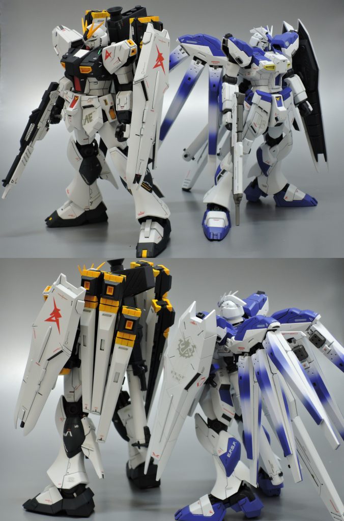 以前製作したHGUC　Hiニューと比較大きさが全然違う！！フィンファンネルの設定の経緯みたいなｗ