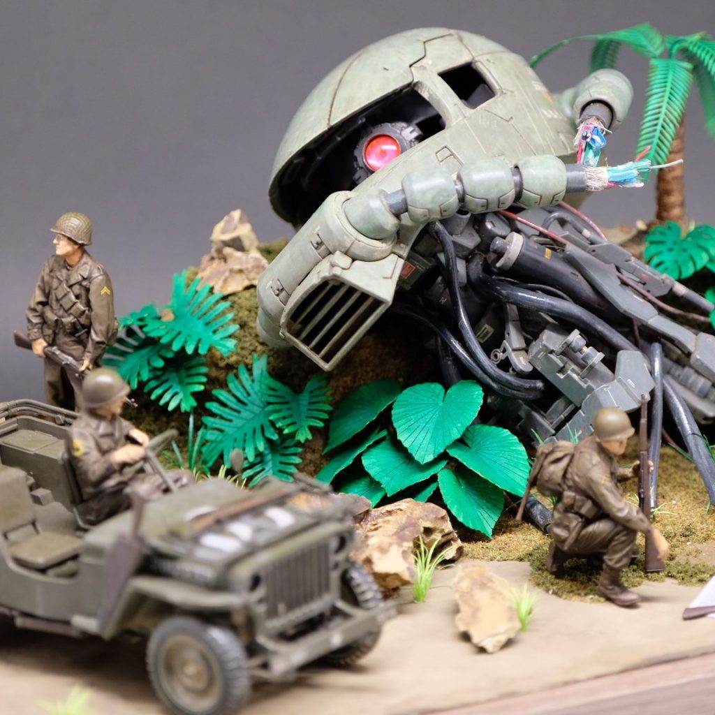 異世界ジオラマ ザクと兵士 未知との邂逅｜hachi's Modeling