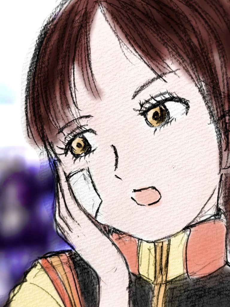 「その頬。」 ためらいがちに、ヘントが口を開く。「あ、ええ。少し深いですが、切り傷です。化膿や破傷風の心配もありません。」「深いって、どのくらい?」「痕は、残りそうですね。」何と声を掛ければいいか、ヘントは分からなかった。すまない、は違う気がする。「ご両親には、申し訳ないことになったな。」「仕方ありません。軍属ですから。重要なのは命です。」 ミヤギらしい返答を聞いて、せっかく、綺麗な顔なのにな、という言葉は、さすがに飲み込んだ。彼女の覚悟と責任感に対し、それはあまりにも不躾だ。 ふと、ミヤギの目の前の食事に目を落とす。ミヤギの前には、こじゃれたカレーライスのプレートと、小さなパフェが並んでいた。連邦軍にはウェーブも多いので、士官食堂のメニューにもモダンなものが多い。「やっぱり君、カレー、好きだろう。」いつか聞きそびれたことを、また尋ねてみた。「父が、よく作ってくれたので。自分も時々、スパイスから調理します。よろしければ、そのうち。」 あまりに自然な提案だったが、なかなか踏み込んだことを言っていると気づき、ヘントはちょっと戸惑った。「死線を越えて、一皮剥けたか。」何のことです、とでも言いたげな顔をされたが、どう説明したものか、更に困ってしまう。「少尉はいつも言葉が足りないんです。ちゃんと言ってもらわないと分かりません。」ふう、とため息をついたかと思うと、今度は伏し目がちにしょげ返る。そして、言葉を続ける。