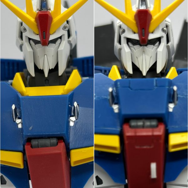 MGZガンダムver.ka制作中です。プロポーション改修やスジボリなどの工作があらかた完了したので、塗装前に投稿させていただきました。マスターアーカイブ zガンダムを参考にフェイス小顔化、フロントアーマー大型化、手首の小型化に加え、スジボリしまくってます。（2枚目）