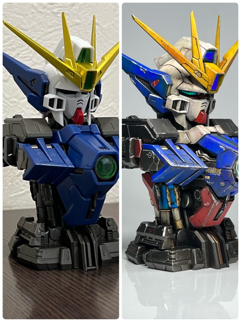 コレがこうなった写真ですメカニカルバストはパーツ刻んで組み直す事が多いです😂胸部も頭部も分解しまくってます