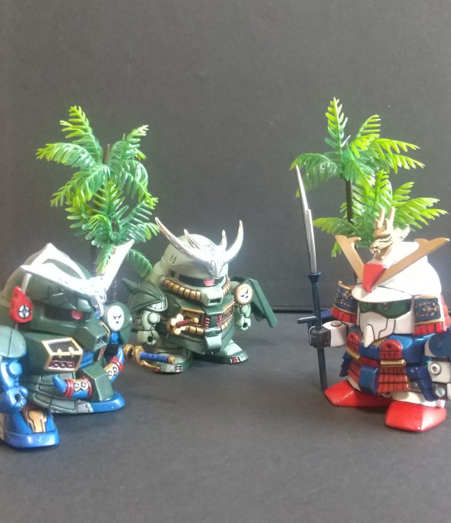 「武者精太、推参!」今「あっ、あいつは頑駄無!のこのこ現れおって、この殺駆三兄…もとい殺駆2.5兄弟が返り討ちにしてくれる!」Z「望むところだ!来い!」古「待て待て、風情のない奴らだな…暑苦しくて敵わん。武士たるもの戦であっても風流がなければいかん」