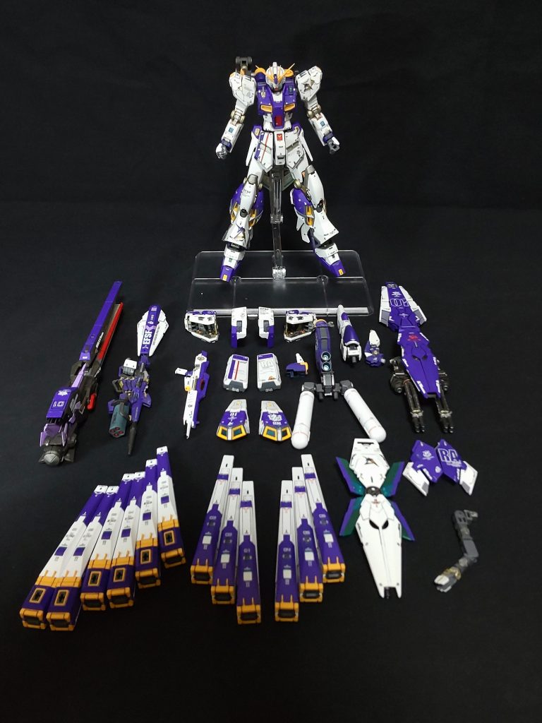 作成した装備一式HWS装甲(バックパック増設)フィンファンネル×12ロング・レンジ・フィン・ファンネルビームライフルビームマグナム(シールド装備型)アームドアーマーde(ビームガトリング装備型)これらの装備を盛っていきます😁。