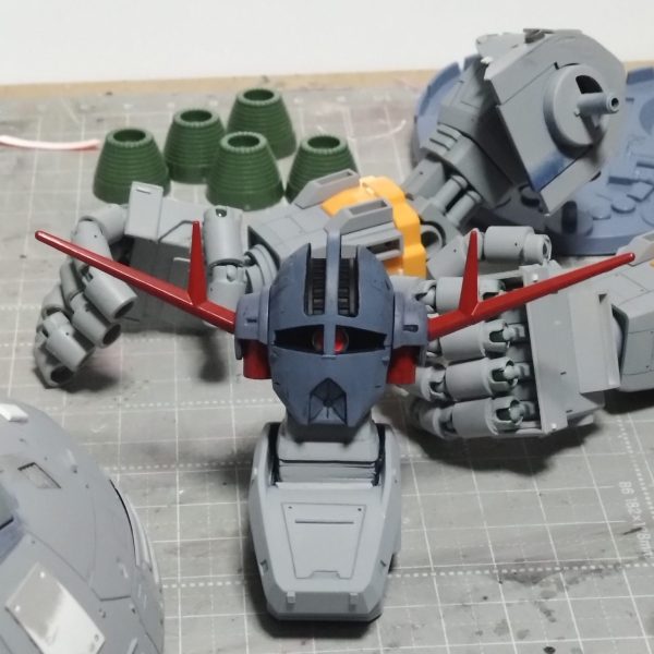 ディティールアップも大体終わりで手始めにサラッと頭と胴部分だけ塗装してみました。北海道も暑くてやや睡眠不足気味で体調イマイチですが頑張って仕上げていきたいです。（1枚目）