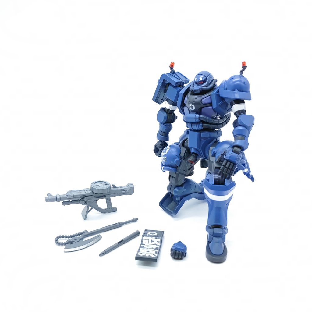 武装も豊富で電磁警棒なるものが警察らしくてよき。冒頭で赤いガンダムに倒された以降、戦闘シーンは特殊部隊仕様が行っており印象が薄いような…