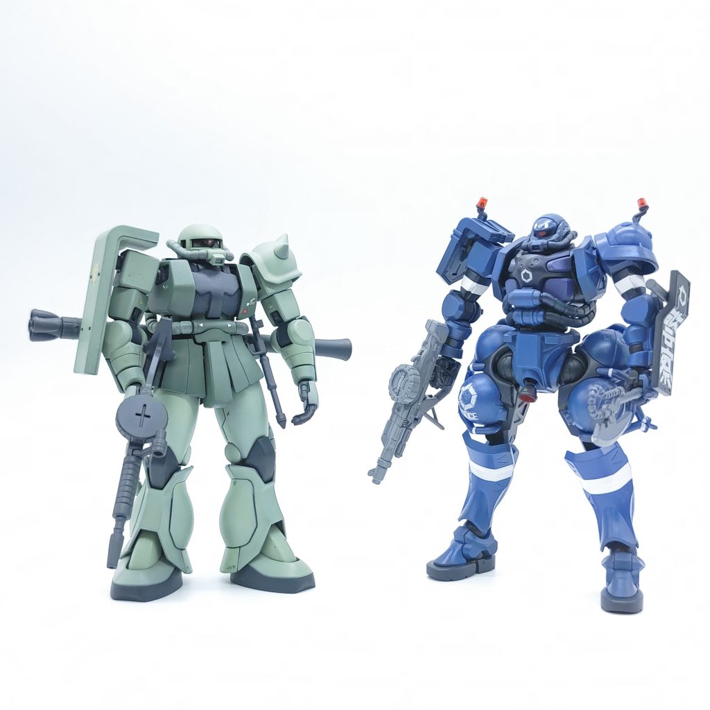 造形が独特でジークアクスらしさが詰まったガンプラ。可動域やらも独特で、素立ちも少し難儀しました。みんな、こんなのをよく改造して普通のザク(GQ)にしたりできるね…