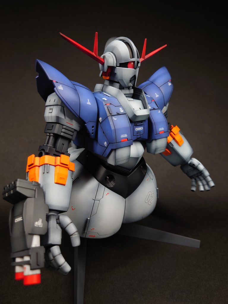 右腕の武装はHGゲルググのハンドミサイル?をカスタムして取り付けました(≧▽≦)