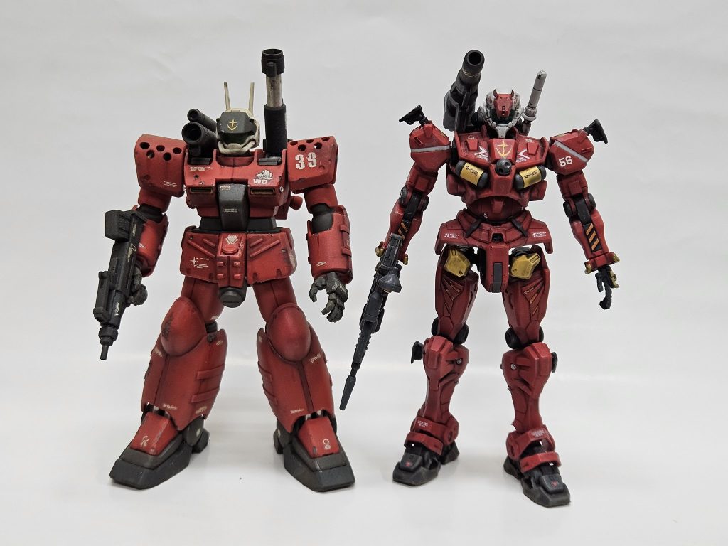 ガンダム界のレオパルドン（キン肉マン）として知られる量産型ガンキャノン。絶対昔の方がうまい。ちなみに肩の数字は作った当時の年齢です。これを最後に16年休みました。