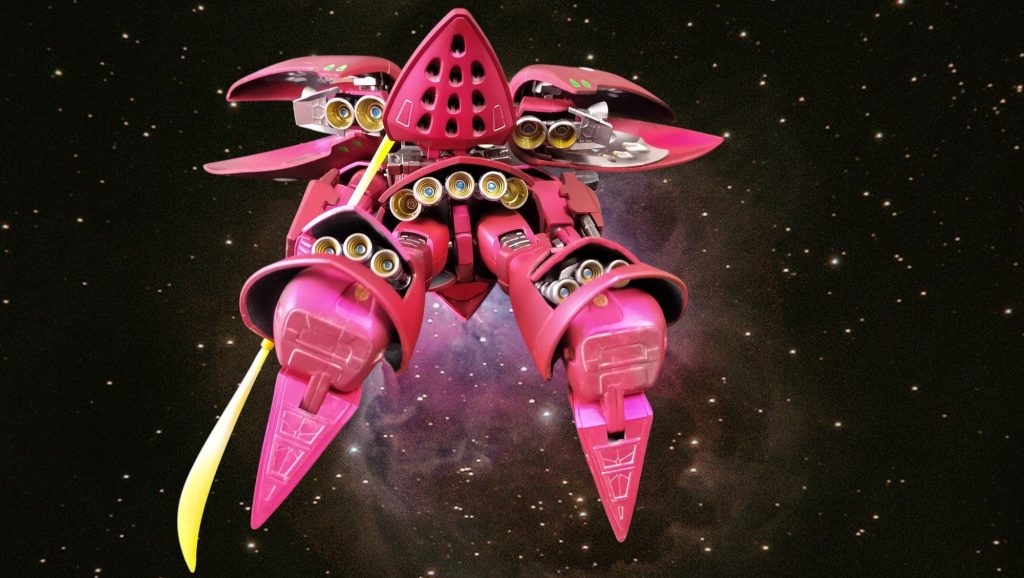 ウェルテクス張りスラスター祭り。脚部のスラスター部分繰り抜いてみました(gundam-kao2)ジャンクのファンネルラックだったので、ファンネル本体は無(gundam-kao9)