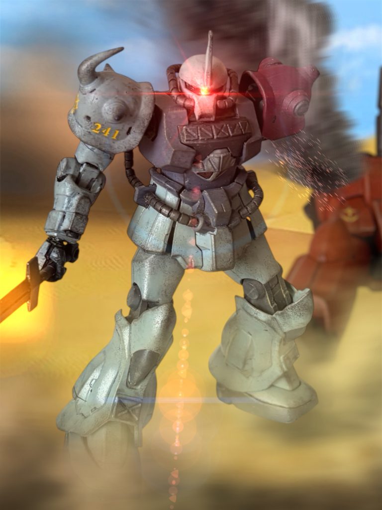 キャノンにとどめをさそうと振りかざしていたサーベルを下ろし、ガンダムに向き直る。「どこまでも俺につきまとうか、戦場の亡霊め。いいだろう、悪霊退治だ!」アーサーは、機体を思い切り前に踏み出した。~~~~~~~~~~~~~~~