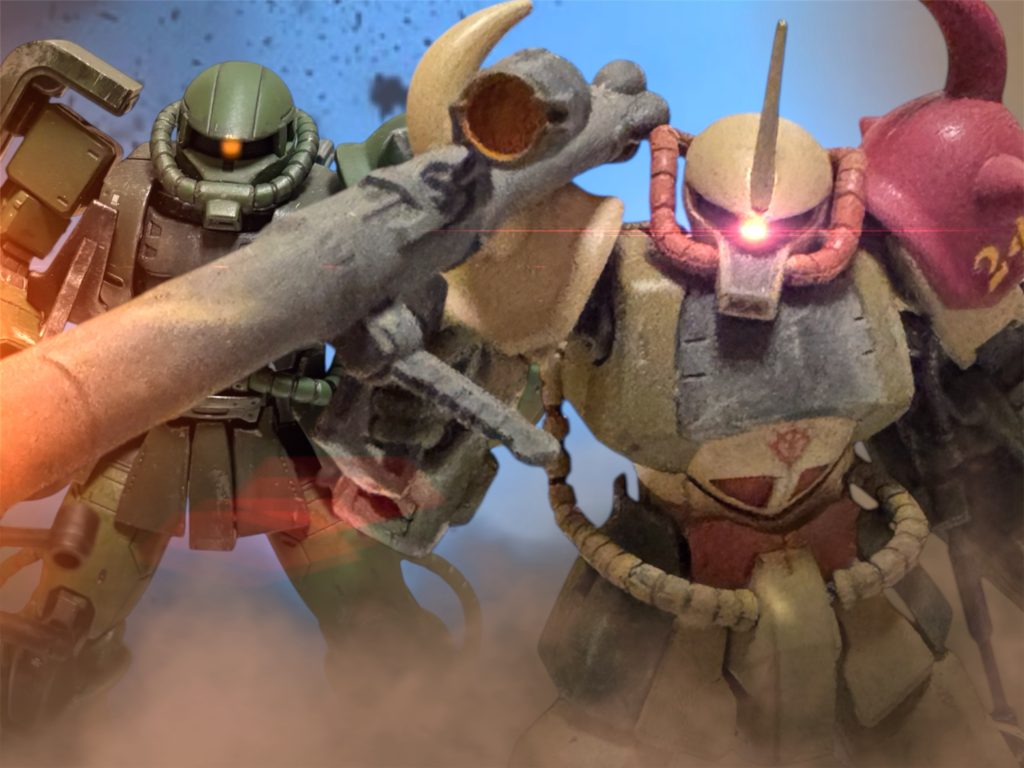 マイロ・アンダーソン伍長は、アビゲイル・エイジャー少尉の指揮下、サラサール基地の防衛に回っていた。ハリソン少佐や、アーサー大尉が自分を連れて行かなかったことに不満を抱いたが、2人が戻る場所を死守しようと思うことにした。前方から迫ってくる連邦の戦車隊を蹴散らしていく。『坊や、あまり一人で前に出すぎるな!』 アビーことアビゲイル少尉が、いつものデザートタイプではないザクで、前線の指揮をしながら、マイロを気遣って通信を寄越す。子ども扱いを、とマイロは半ば腹を立てた。自分の方が、操縦技術は上だ。「こいつらを一掃してここを守らないと、大尉と少佐が戻ってこれんでしょうが!」〜〜〜〜〜〜〜〜〜〜〜〜〜〜〜