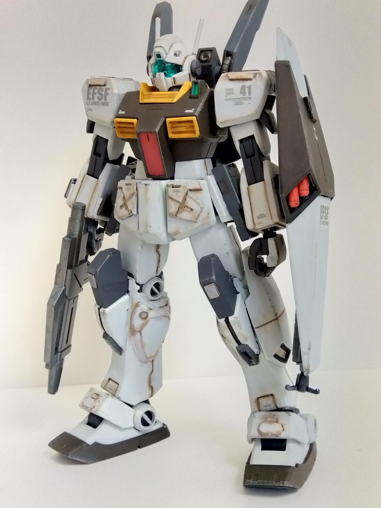 HGUCのジムⅢにジェガンのバックパックや武装を装備させました。