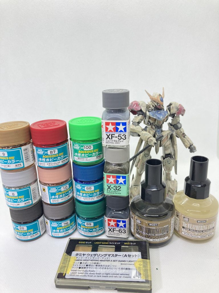 使用塗料感想やはりウェザリングは、成形色でもしっかり雰囲気でるウェザリングカラーのサンドは、元の色も活かせて良いダメージ加工が浅く、傷口に色が入りにくかった