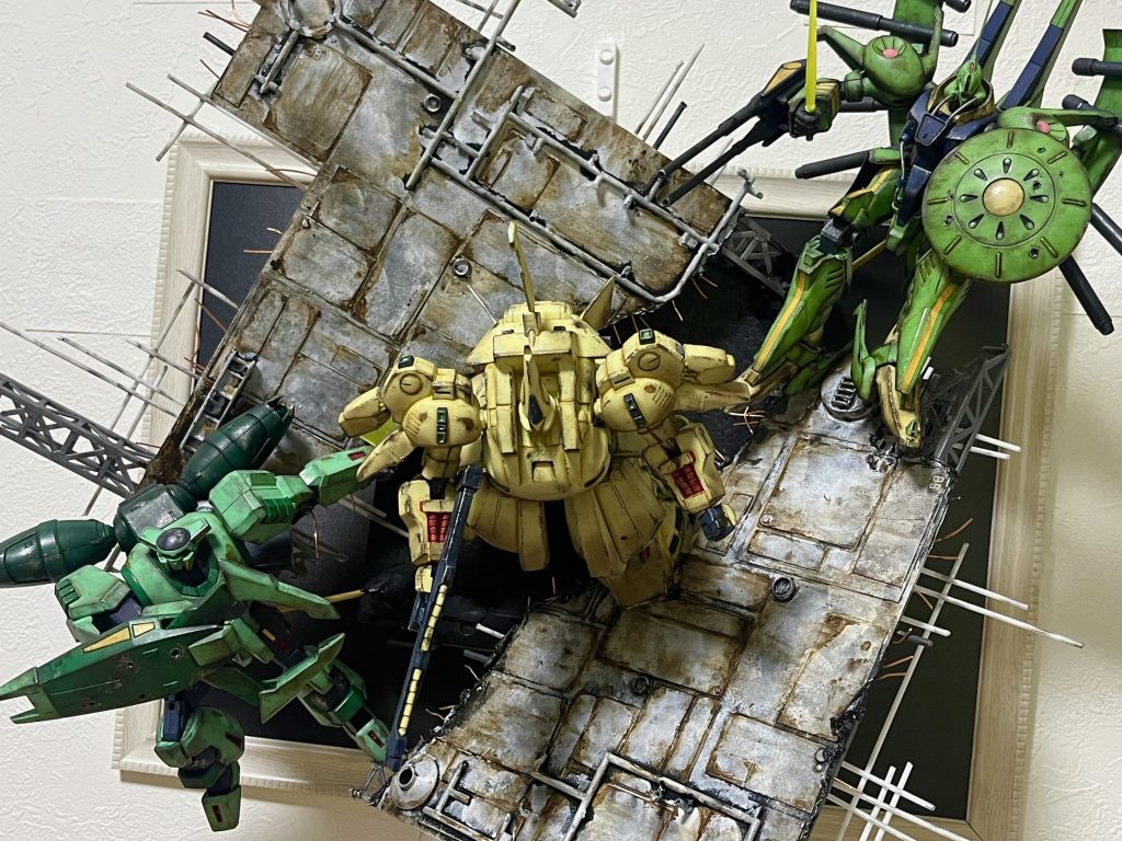 8/14 製作 ボリノークサマーン ジO パラスアテネ そうして私の初投稿でもあるシロッコのジオラマに繋がります。しばらく失敗続きでしたのでこの作品が失敗無く完走できてとても嬉しかったです。ひとまず私がガンプラを始めてからこのガンスタを開設するまでの作品を簡単にまとめさせていただきました。今後の作品はしっかり記事にできたらと考えておりますので、まだまだ新米で知らないこともたくさんですが上達して綺麗な作品を作れるようがんばっていきますので今後ともどうぞよろしくお願いいたします！✨️