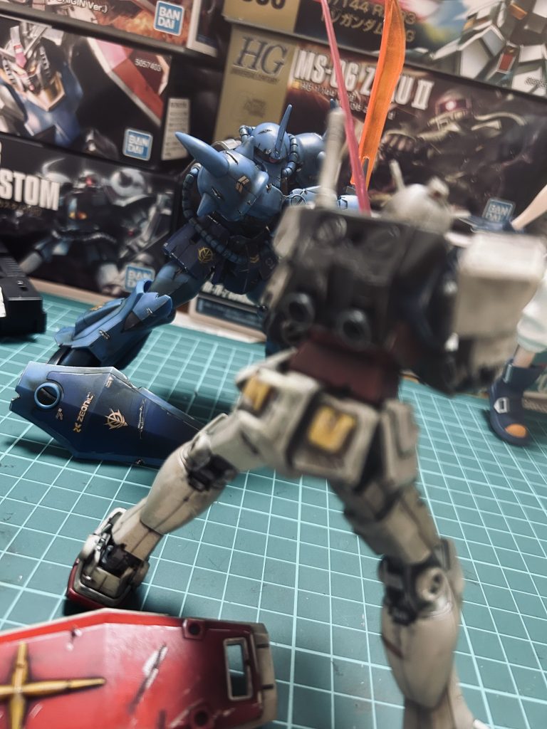 最後は名シーンの再現ですお互いボロボロの(自分がそうした)ガンダムとグフ....お互いの間合いで勝敗が決まる瞬間がめちゃくちゃ熱かったですね^^ 今回もご覧頂きありがとうございました。不定期にはなりますが、また次回もよろしく願いします〜