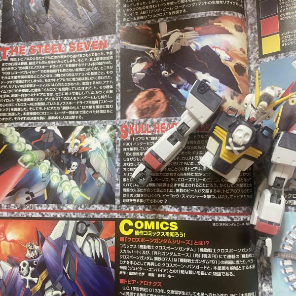 発売当時に仮組み放置したクロスボーンガンダムを進めて見ようと思います！腕が逆についているな…同時進行でフルクロスも！説明書の古いバージョン大好きなんだけど。最近のMGももっと構造とかの説明増やして欲しいな。デカールあったけど死んでるかな…1/144ユニコーン用とかで代用するか…タミヤのニスも試すチャンスだけど。（2枚目）