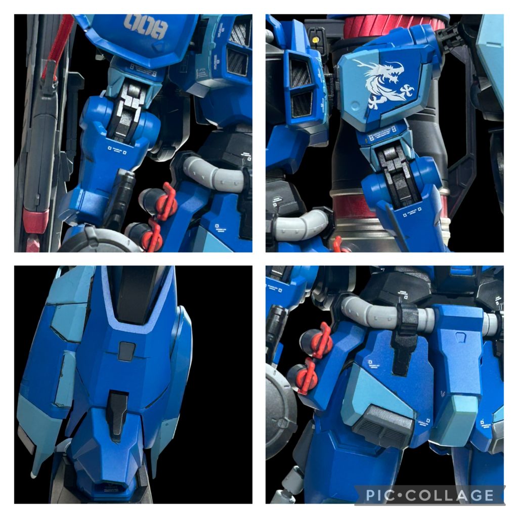 各部位、塗り分けを増やして情報量を上げました。マスキングが全行程の半分以上かかりました